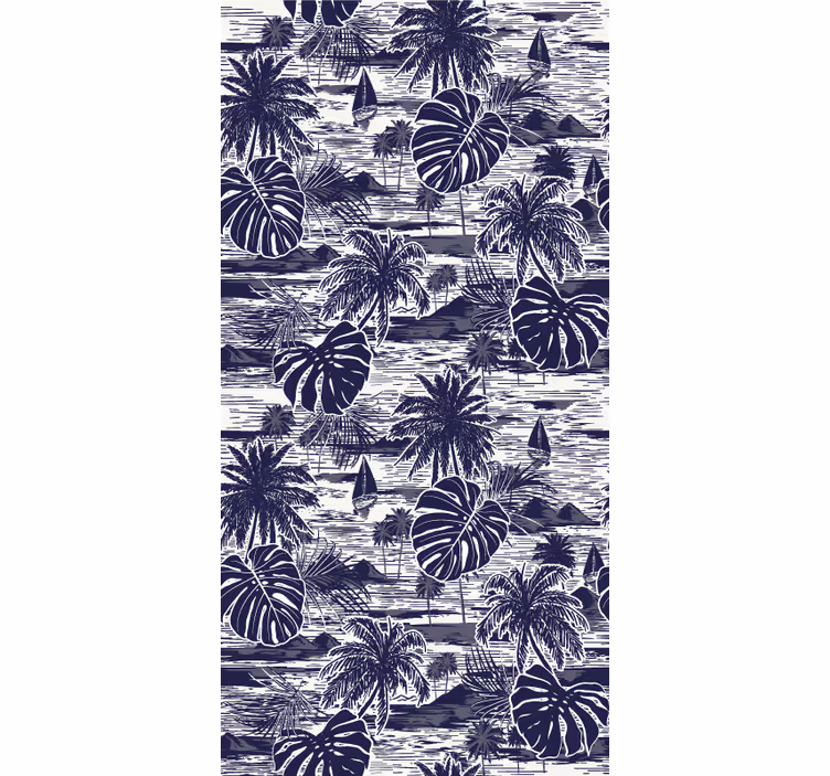 Navy flowers wallpaper - TenStickers