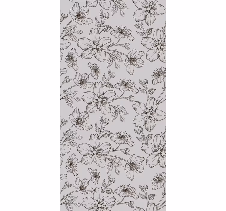 Floral Sketch Elegance flower wallpaper - TenStickers