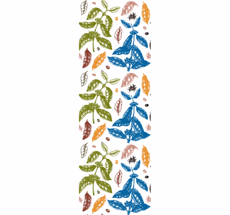 Coffee plant colorful pattern modern wallpaper - TenStickers