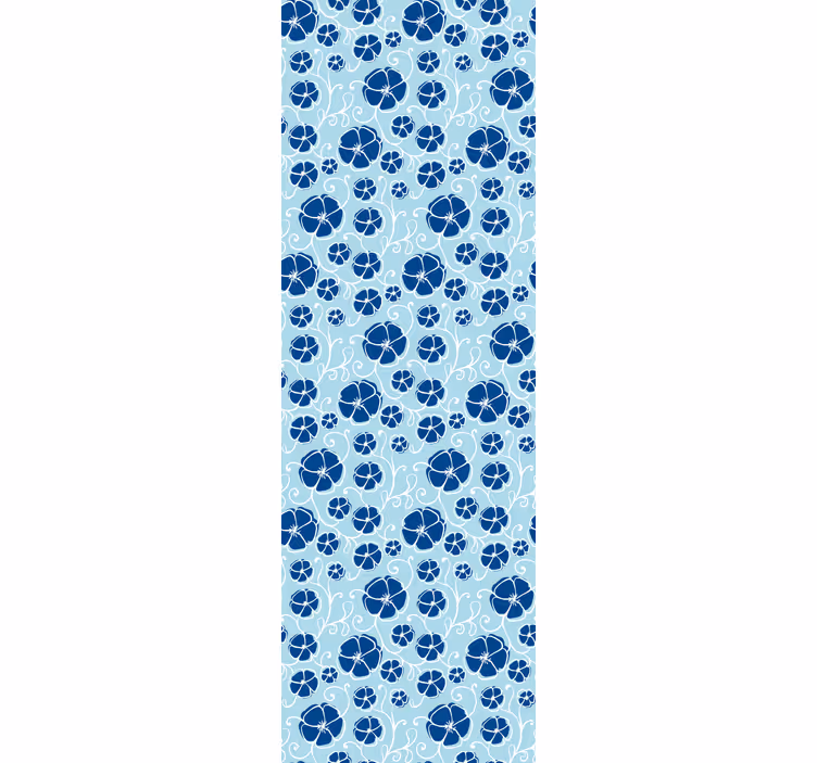 Blue Floral Tiles floral ornament wallpaper - TenStickers