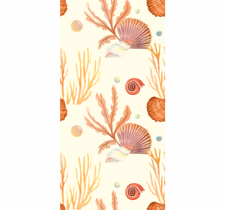 Ocean shells and corals Bathroom Wallpaper - TenStickers