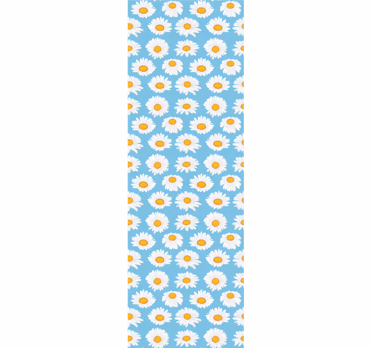 Daisy pattern on blue background wallpaper - TenStickers