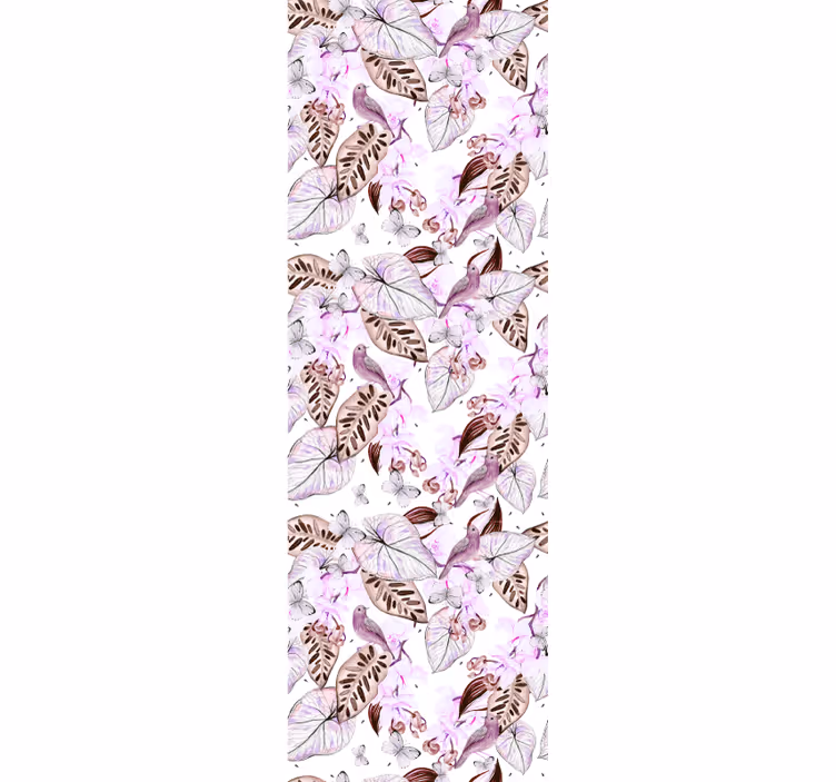 Butterfly Botanical Motif leaf wallpaper - TenStickers