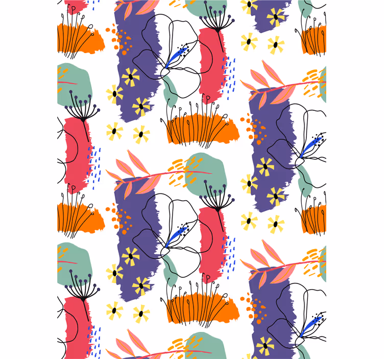 Botanical Sketch Pattern flower wallpaper - TenStickers