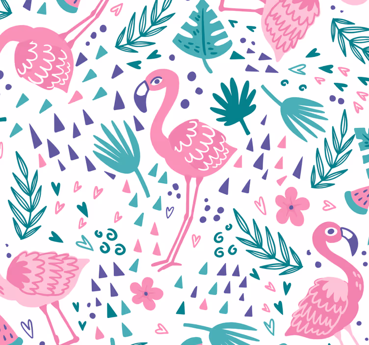 Flamingo Patterns animal wallpaper - TenStickers