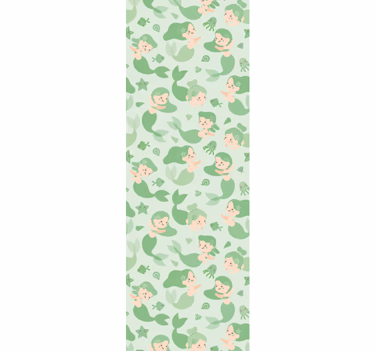 Mermaid child green smiling childrens wallpaper - TenStickers