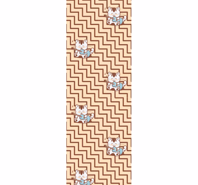 Geometric Feline Motif cat wallpaper - TenStickers