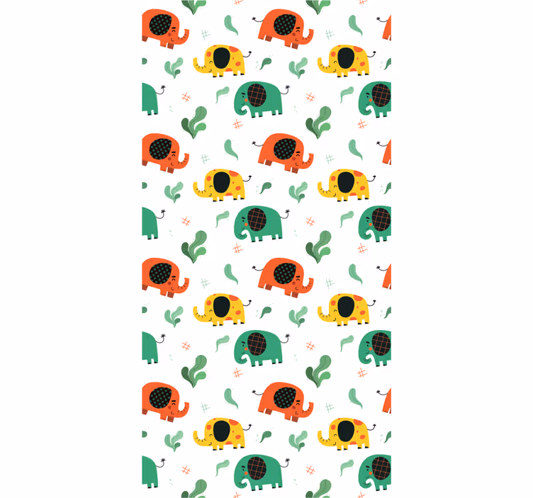 Playful Elephant Pattern elephants wallpaper - TenStickers