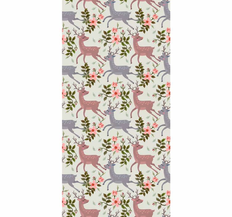 Deer Floral Pattern animal wallpaper - TenStickers