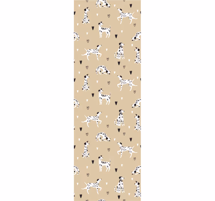 Beige drawn dogs pattern bedroom wallpaper - TenStickers