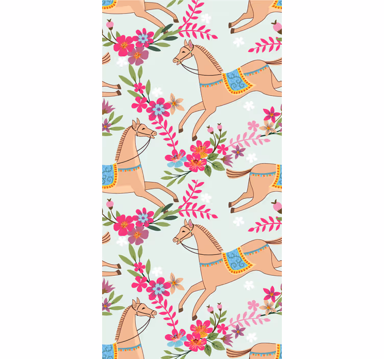 Equestrian Blossoms animal wallpaper - TenStickers