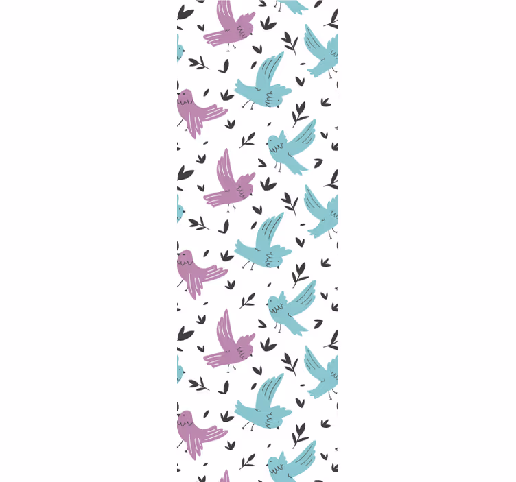 Pastel Bird Pattern animal wallpaper - TenStickers