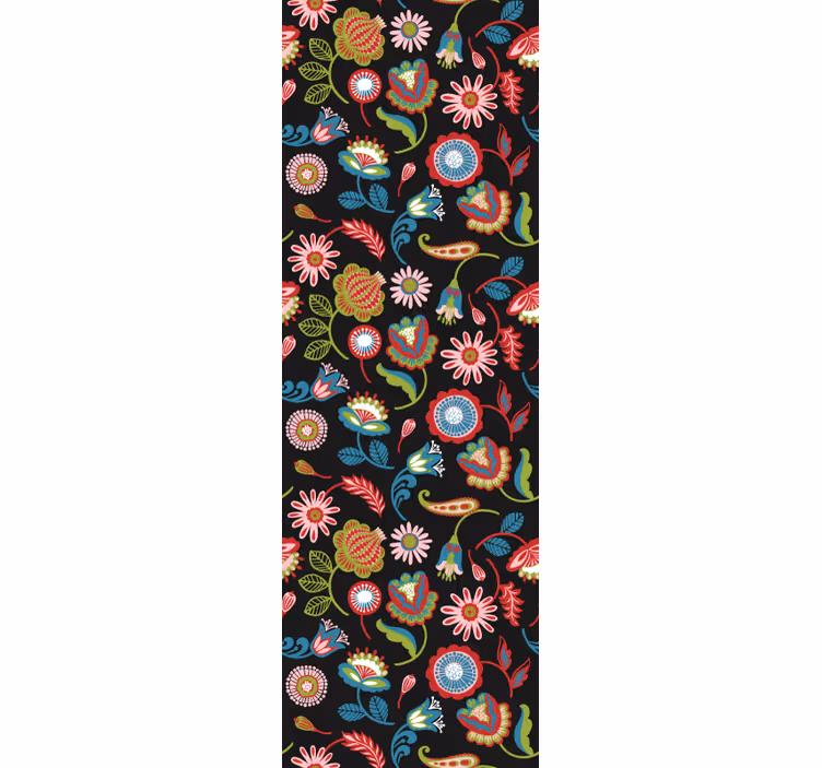 Folk Floral Motif floral ornament wallpaper - TenStickers