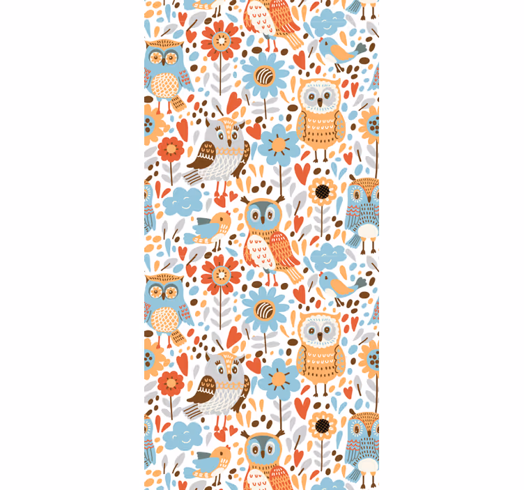 Owls Floral Pattern nursery wallpaper - TenStickers