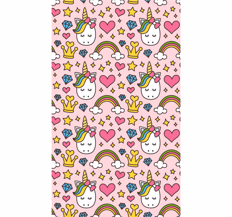 Cute rainbows and unicorns Childrens Wallpaper - TenStickers