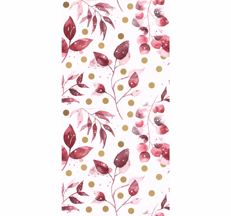 Botanical Polka Motif floral ornament wallpaper - TenStickers