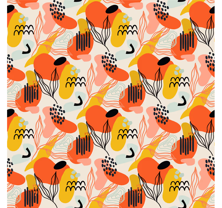 Abstract Organic Shapes art wallpaper - TenStickers