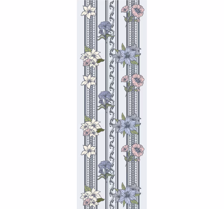 Floral Stripe Motif flower wallpaper - TenStickers