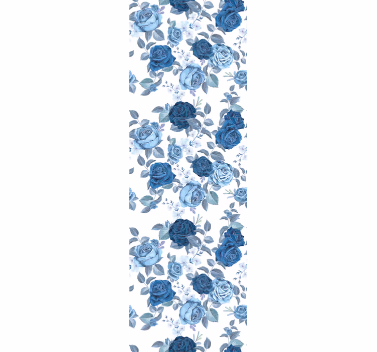 Blue and wild pattern flower wallpaper - TenStickers