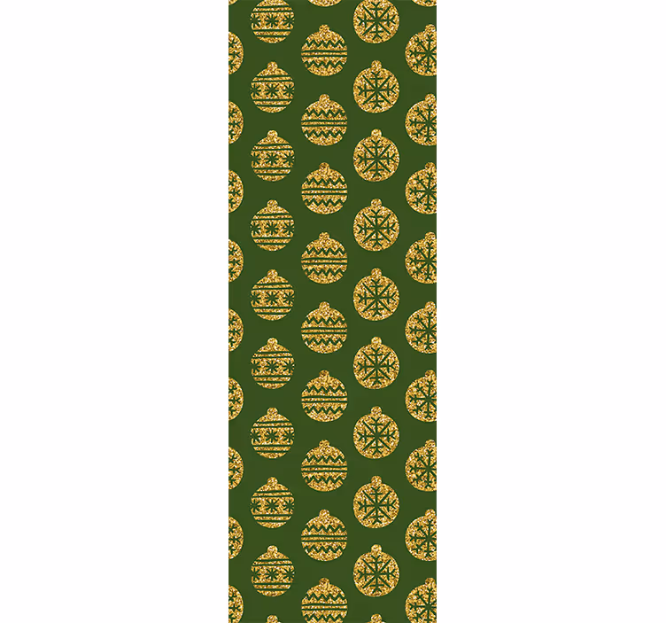 Golden charms over a green christmas wallpaper - TenStickers