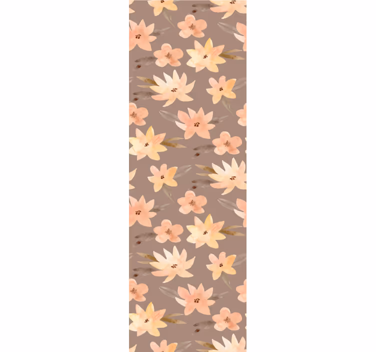 Brown blossoming pattern flower wallpaper - TenStickers