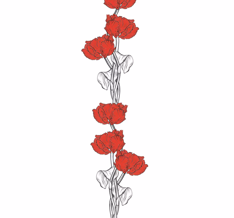Red Floral Strips flower wallpaper - TenStickers