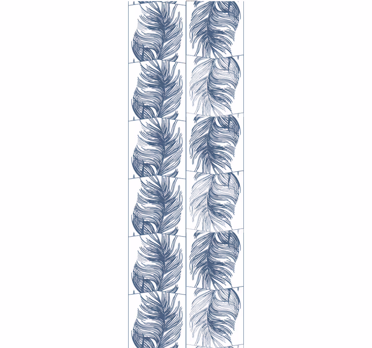 Hampton style bleu feathers abstract wallpaper - TenStickers