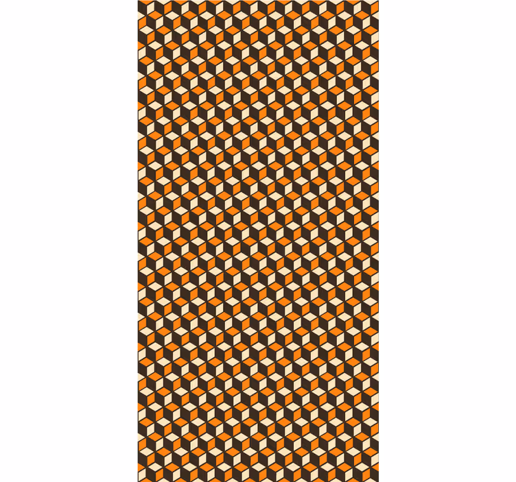 Cubical 3D orange pattern geometric wallpaper - TenStickers