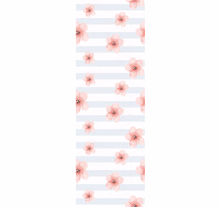 "Shabby Chic" with blue lines Flower Wallpaper - TenStickers
