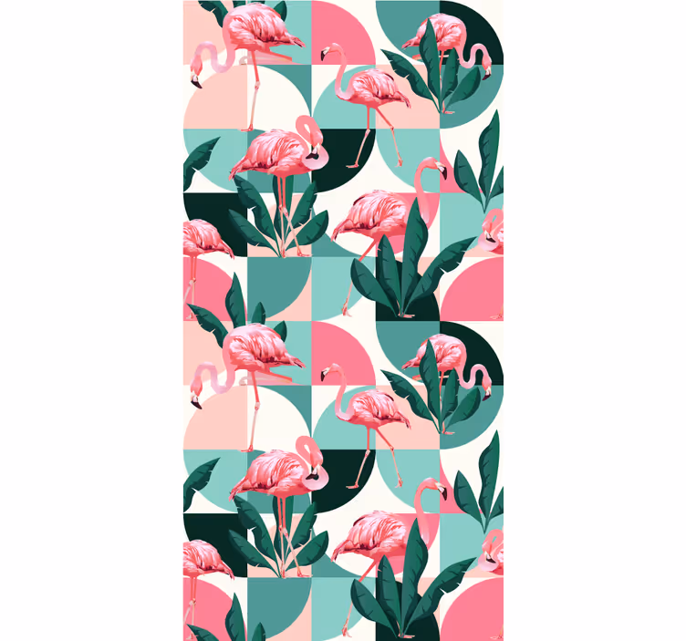 Beach and circles tropical leaf wallpaper - TenStickers
