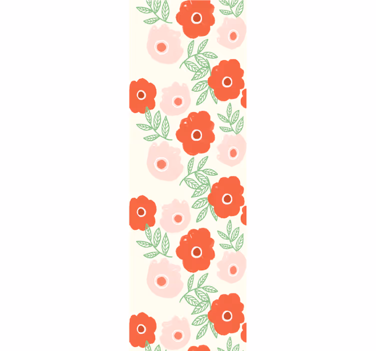 Pink and red bloom flower wallpaper - TenStickers