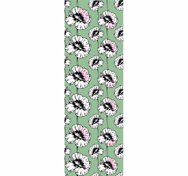 Pink and white poppies flower wallpaper - TenStickers