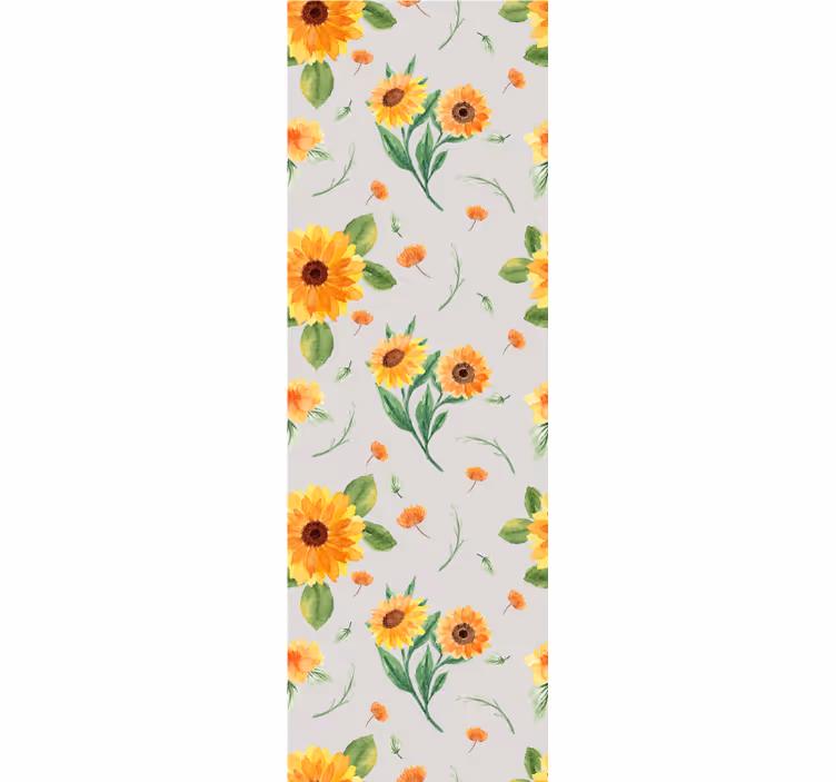 Sunflower watercolor flower pattern wallpaper - TenStickers