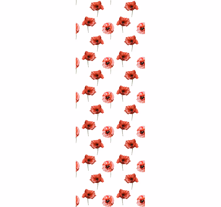 Red Poppy Pattern flower wallpaper - TenStickers