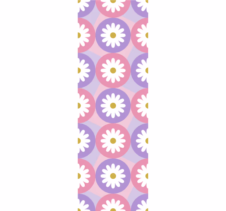 Daisy pink motif floral ornament wallpaper - TenStickers