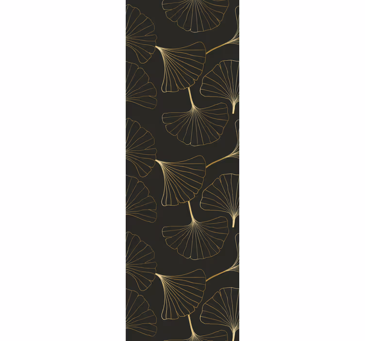 Ginkgo Leaves Charcoal Gold Modern Wallpaper - TenStickers