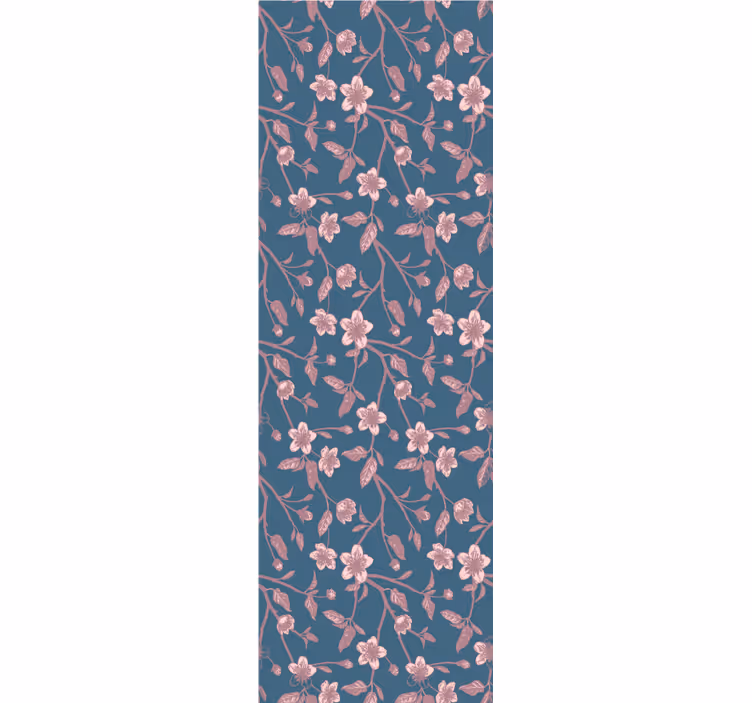 Pink leaves and blue background wallpaper - TenStickers