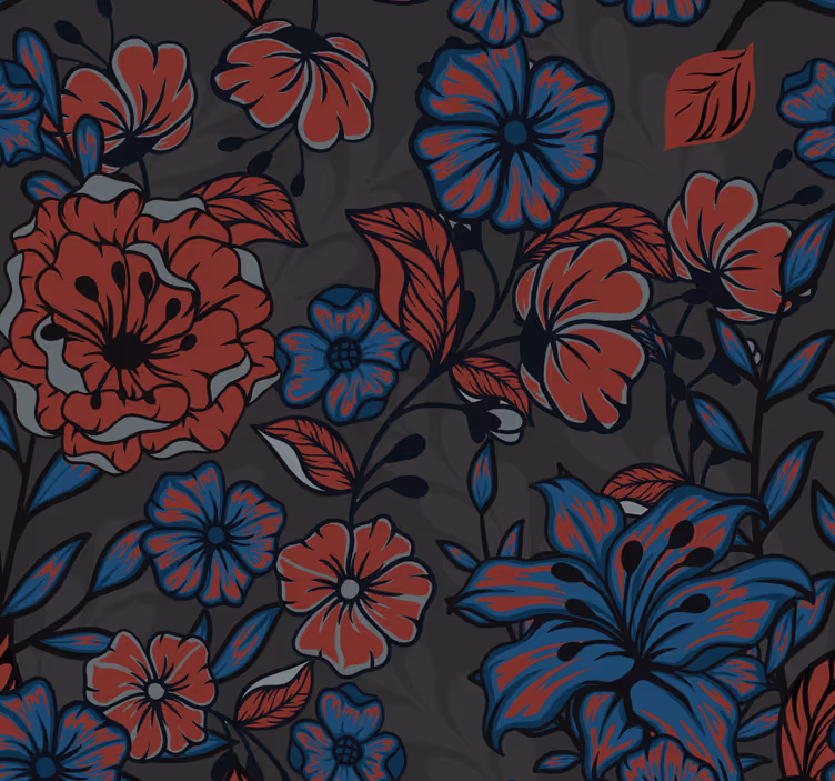 Roses and leaves with dark colors wallpaper - TenStickers
