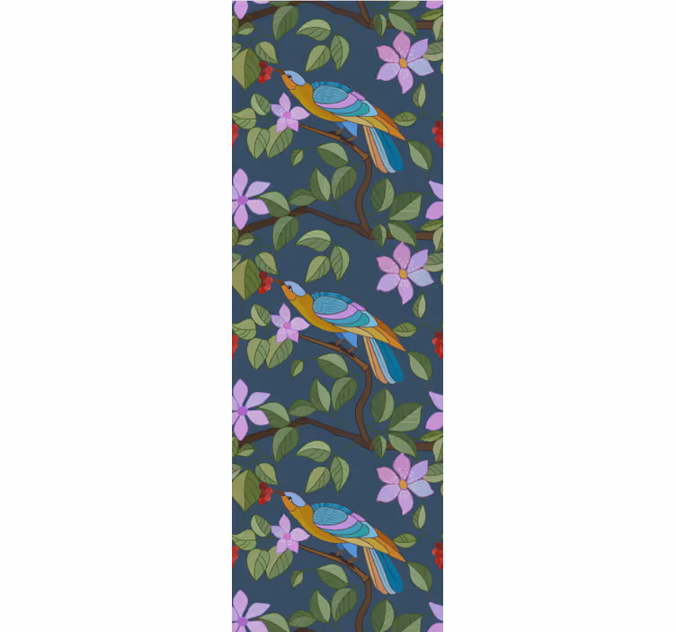 Exotic birds and fruits pattern wallpaper - TenStickers