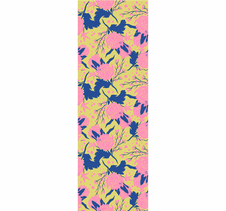 Classic yellow and pink flower wallpaper - TenStickers