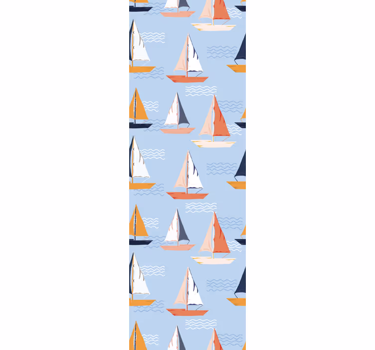 Colorful Sailboats Pattern customised wallpaper - TenStickers