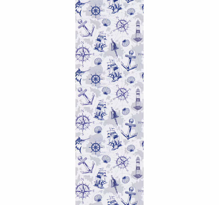 Compass and sailboat pattern children wallpaper - TenStickers