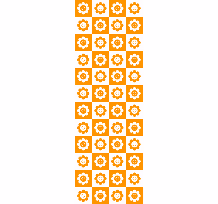 Smiling Flower Pattern floral ornament wallpaper - TenStickers