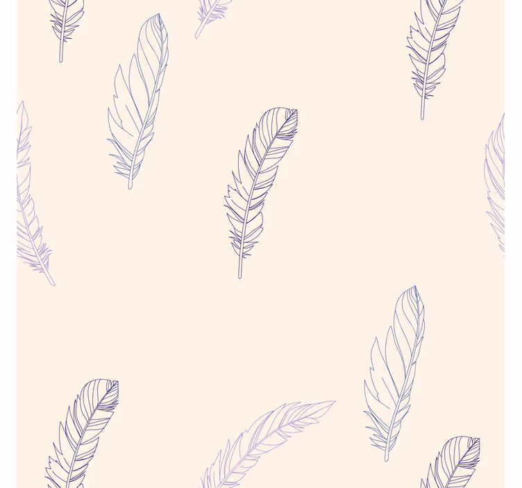 draw of feathers line  Living room wallpaper - TenStickers
