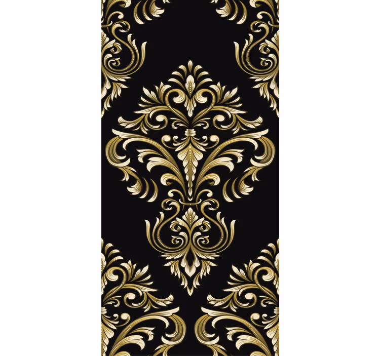 Traditional golden pattern black wallpaper - TenStickers