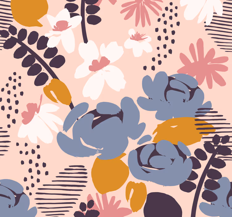 Floral Botanical Pattern floral ornament wallpaper - TenStickers