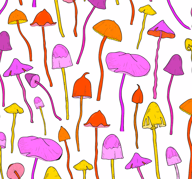Master bedroom wallpaper funky mushroom design - TenStickers