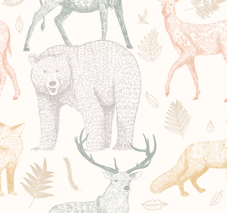 Minimalistic forest design animal wallpaper - TenStickers