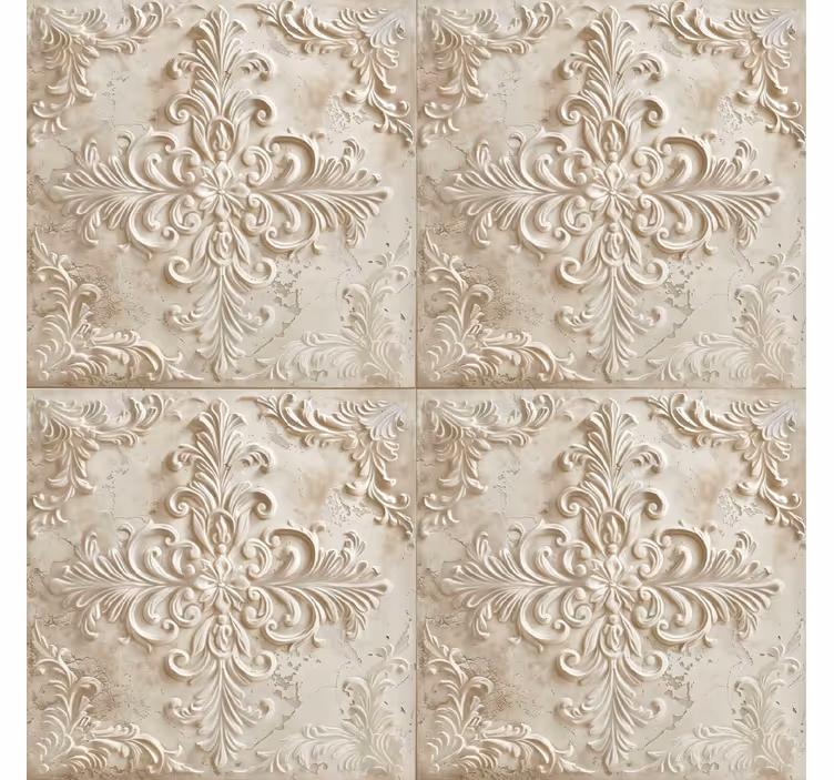 Beige tiles baroque wallpaper - TenStickers