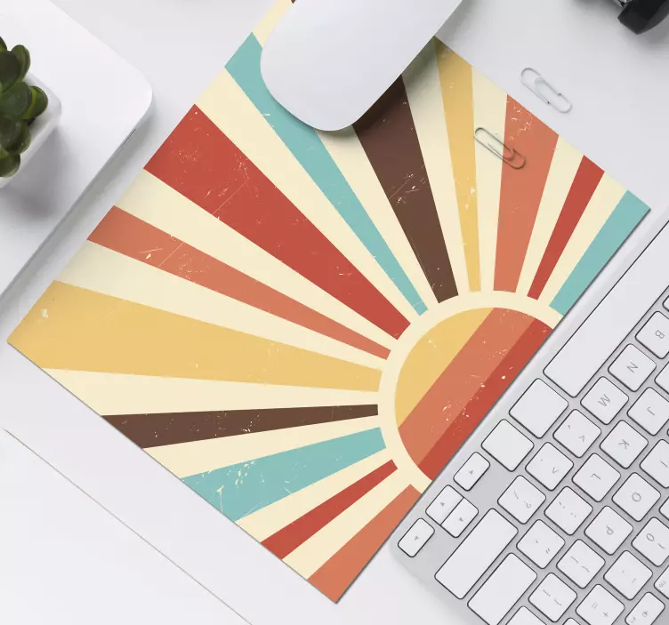 Abstract Vintage Sunset  70's sun mouse pad - TenStickers